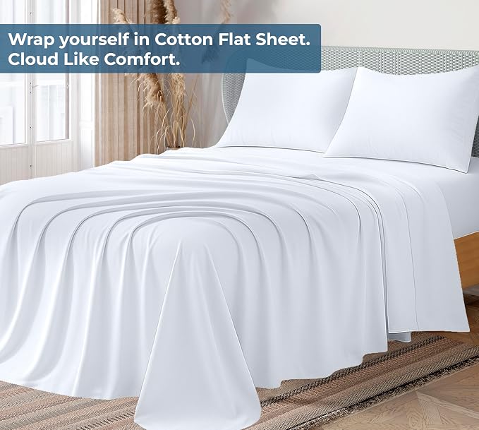 Royale Linens 100% Organic Cotton Twin Flat Sheet Only - Image 2