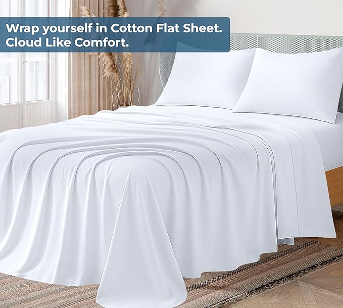 Royale Linens 100% Organic Cotton King Flat Sheet Only - Image 2