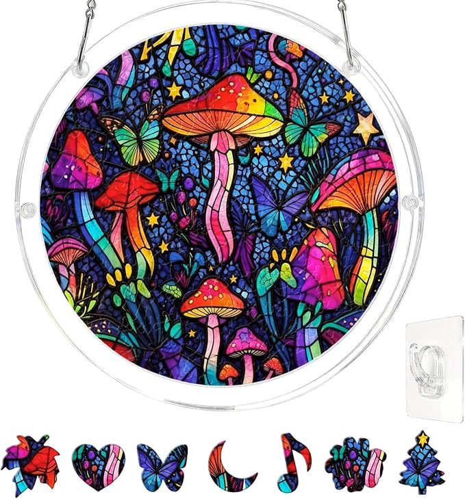 83 Piece Acrylic Puzzle Suncatcher, Stained Glass Style Art DIY Puzzle by REAIJUNPIN