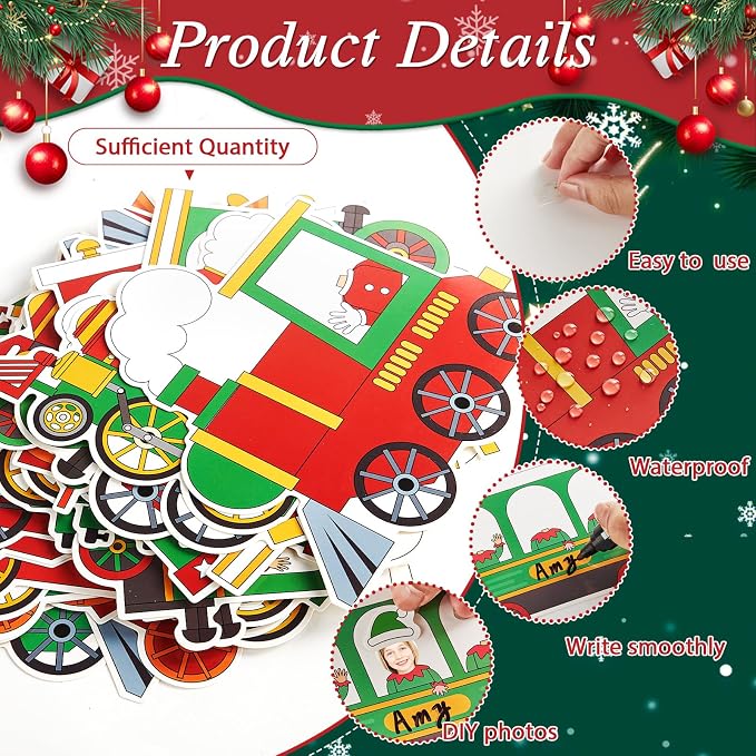 60pcs Christmas Theme Cutouts Xmas Trains Bulletin Board Decoration Set - Image 3