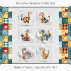 Patchwork Dinosaur Cotton Fabric Panel – 6 Designs + Bonus Sheet 29.5×19.6 inch - Image 5