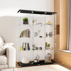FLYMUHJIA Curio Cabinets with Glass Doors Modern Glass Shelves Tempered Glass - Image 4