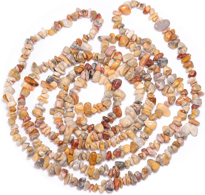 400Pcs 5-8mm Natural Yellow Crazy Lace Agate Chip Stone Beads | Pre-Drilled - Image 5