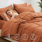 Love's cabin California King Comforter Set Burnt Orange, 7 Pieces California - Image 3