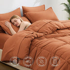 Love's cabin King Size Comforter Set Burnt Orange, 7 Pieces King Bed in a Bag - Image 3