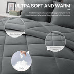 Love's cabin King Size Comforter Set Dark Grey, 7 Pieces King Bed in a Bag - Image 5