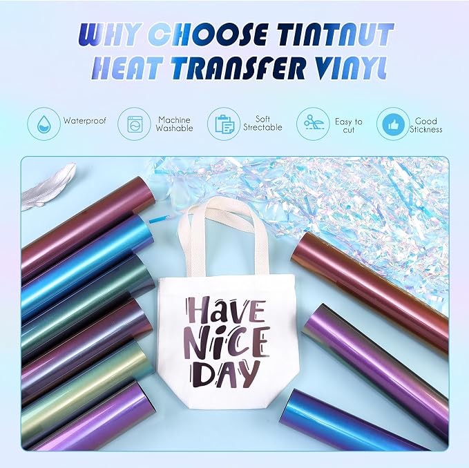 Tintnut Chameleon Heat Transfer Vinyl, 9 Sheets 12×10in Iron on Vinyl | - Image 2