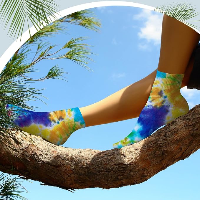 Silkfly White Cotton Socks for Tie Dye White Crew Ankle Socks Tie Dye kit Party - Image 8