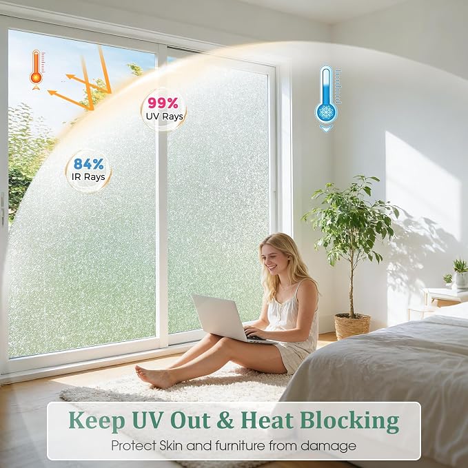 Coavas Window Privacy Film, Frosted Glass Window Film, Decorative Static Cling - Image 5