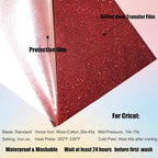 Glitter Red Heat Transfer Vinyl Red HTV Vinyl Roll 12 x 5 Feet Iron on Vinyl - Image 7