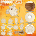 80PCS Wooden Halloween Ornaments to Paint Fall Decorations Crafts - Image 3