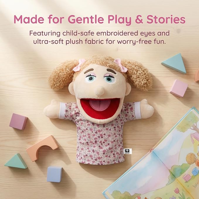 Family Hand Puppets for Kids, Includes Grandpa, Son - Image 2