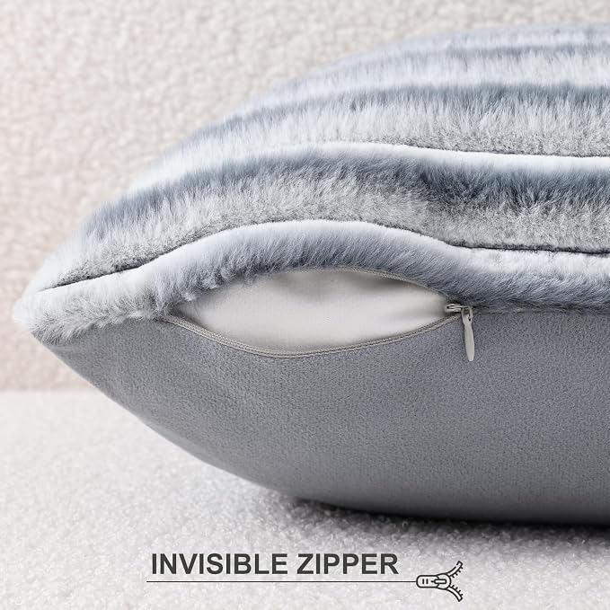 Pallene Faux Fur Plush Throw Pillow Covers 18x18 Set of 2, Luxury Soft Fluffy - Image 3