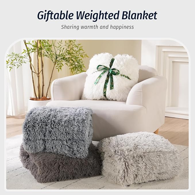 Wemore Shaggy Long Fur Faux Fur Weighted Blanket, Cozy and Fluffy Plush Sherpa - Image 5