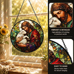 Christian Jesus Acrylic Suncatcher Faux Stained Glass Window Hanging 7.8" | - Image 5