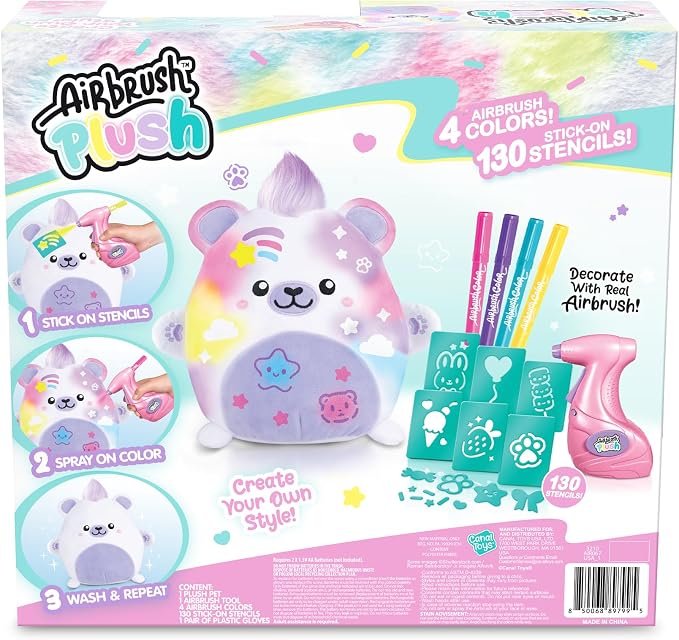 Canal Toys Airbrush Plush Kawaii Squish Bear: Includes Plush Bear, Airbrush Set - Image 4