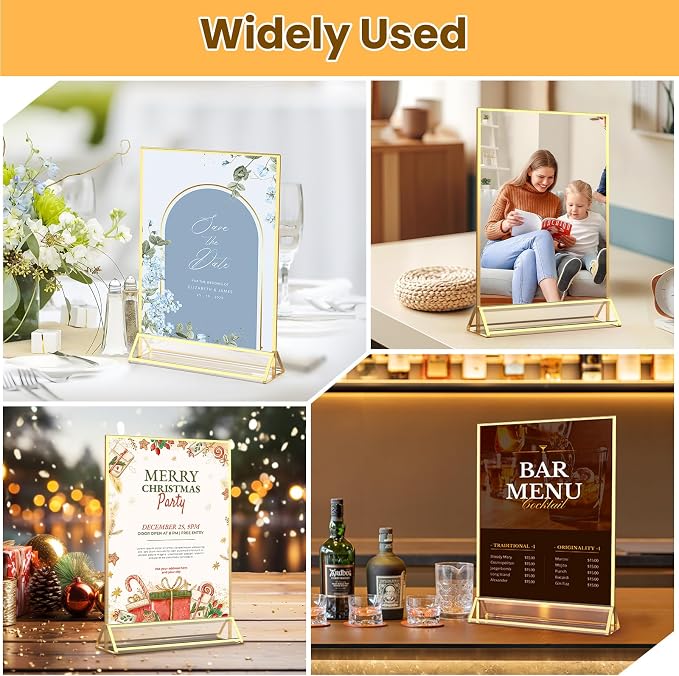 Acrylic Sign Holder 5X7 Double-sided Gold Frames ，6 Pack | Acrylic Frames - Image 7