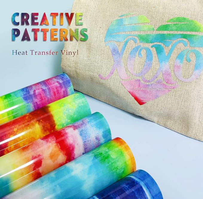 Tintnut Rainbow Watercolor Heat Transfer Vinyl, PU HTV sheets, easy cut & weed - Image 6