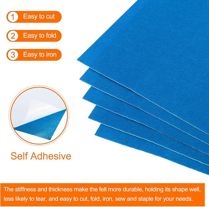 MECCANIXITY Adhesive Felt Sheets, Felt Fabric Crafts Back Adhesive Felt Sheets - Image 4