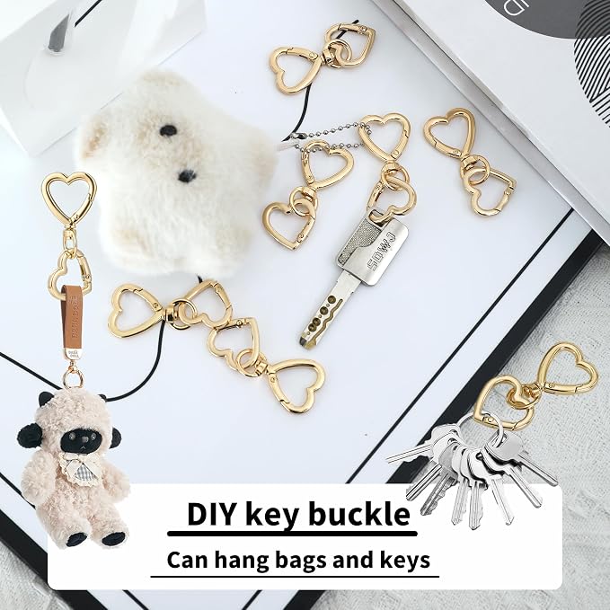 12 Pcs Heart Swivel Spring Clasps，Metal Spring Key Chain Hook Clasps，Clip - Image 6