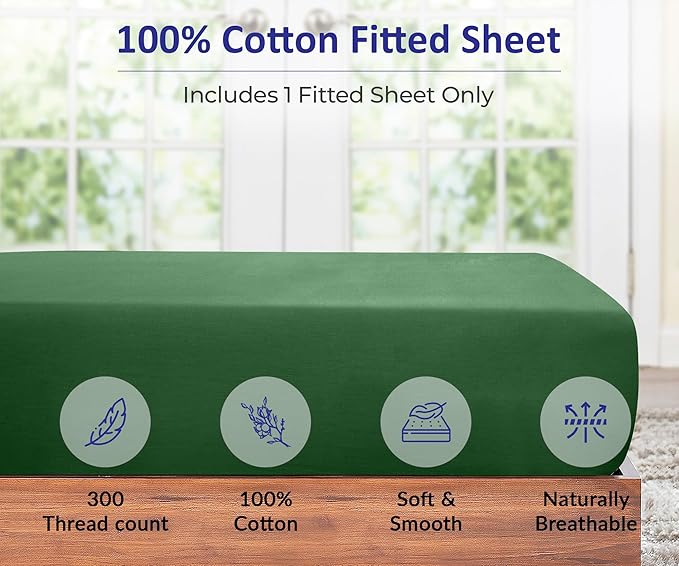 ROYALE LINENS 300 Thread Count 100% Long Staple Combed Cotton Fitted Sheet Full - Image 4
