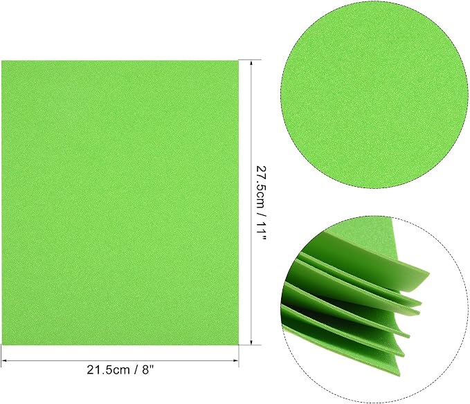uxcell Green Shiny EVA Foam Sheets 11 x 8 Inch 2mm Thick - Image 2