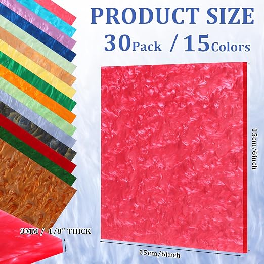 Geetery 30 Pcs Pearlescent Acrylic Sheets 1/8 Thickness Acrylic Sheets - Image 3