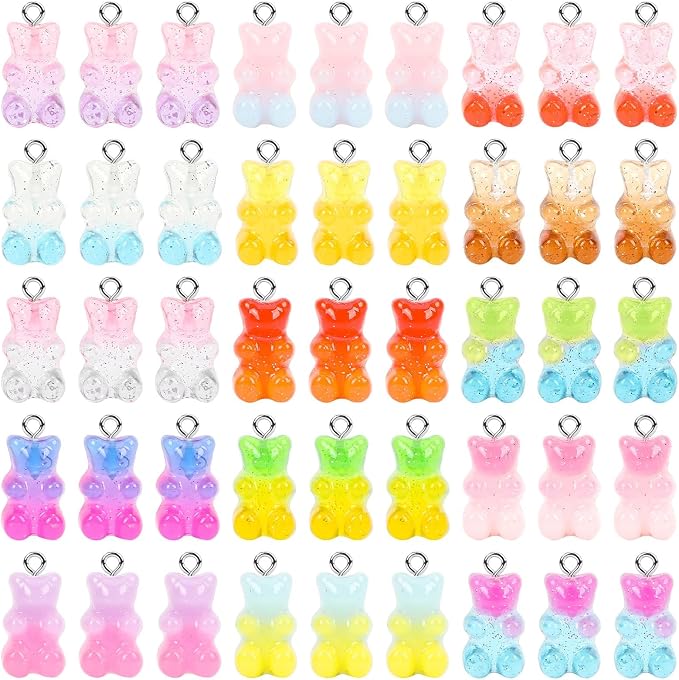 Augshy 64 Pcs Gradient Gummy Bear Resin Charms by Augshy