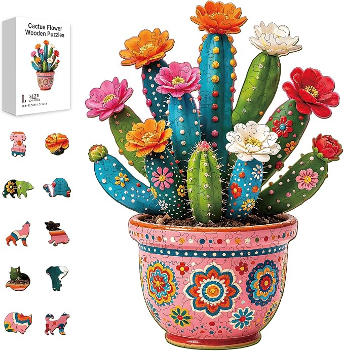 200pcs Wooden Puzzles for Adults Unique Animal Shaped Pieces Colorful Flower by Unknown
