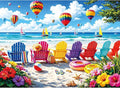500 Piece Jigsaw Puzzle for Adults – Colorful Beach Chairs and Hot Air Balloons by Unknown