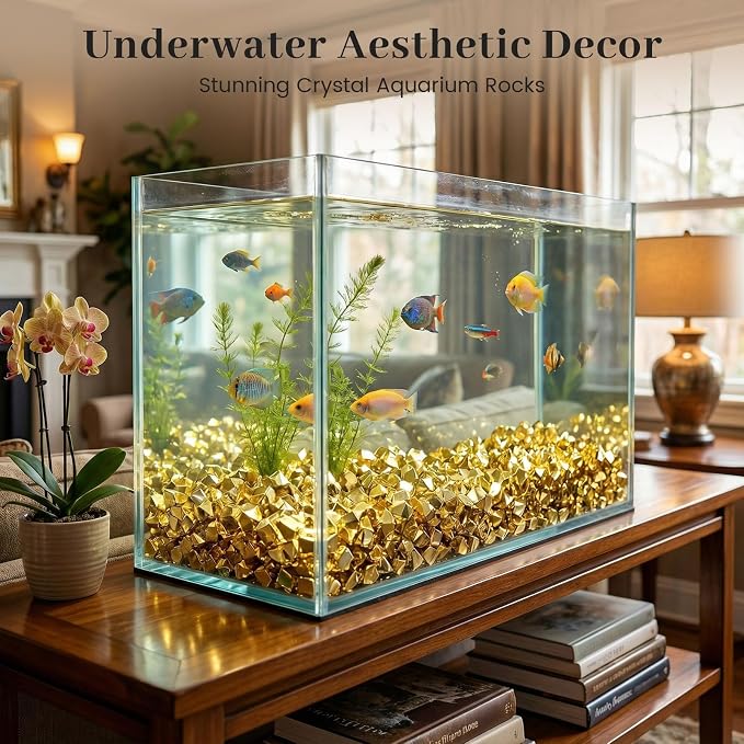 DomeStar 150PCS Gold Acrylic Ice Rocks – Faux Gems Nuggets Vase Fillers Pot of - Image 7