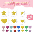 BEISHIDA 1040 PCS Glitter Foam Stickers, Heart Stars Shapes Self-Adhesive - Image 3