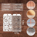 8 Pieces Stencils for Crafts, Leopard Brick Dot Layering Stencils Mixed Media - Image 5