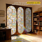 OHTMERU 3D Stained Glass Window Privacy Film, Heat Control UV Blocking Static - Image 2