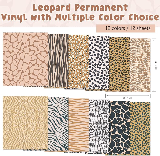 Tintnut Leopard Permanent Vinyl 12 Sheets 12x10in Skin Tone Adhesive Vinyl | - Image 2