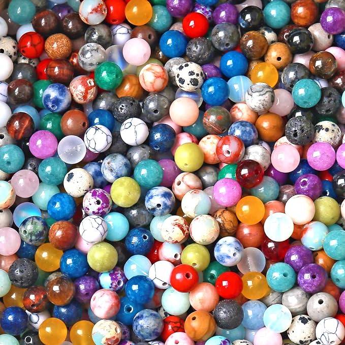 100PCS 8mm Natural Multicolor Stone Beads Round Loose Spacers Beads - Image 2