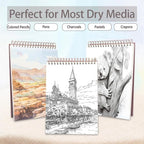 Crehatos 9" x 12" Sketch Book, Top Spiral Bound Sketch Pad, 100 Sheets - Image 7