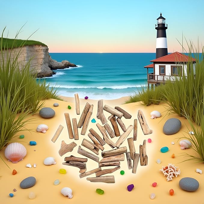 20 Pcs Natural Driftwood Pieces Branch Slices Craft Sticks Beach Decor - Image 5