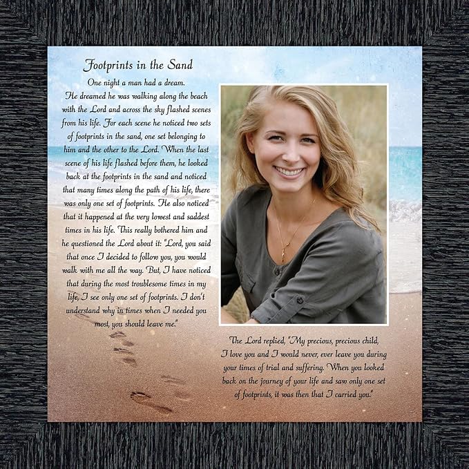 Footprints in the Sand Inspirational Wall Art, Beach Decor, Christian Gifts - Image 2