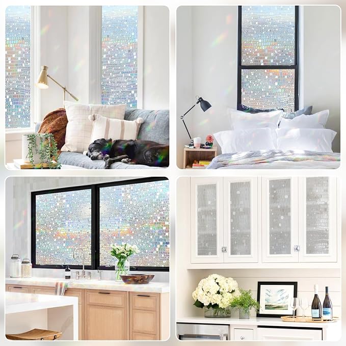 rabbitgoo Window Privacy Film Decorative Rainbow Cling, 17.5" x 118.1" | 3D - Image 8