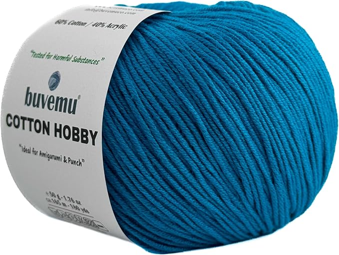 Cotton Hobby Yarn for Amigurumi Crochet & Knitting | 1.76 oz / 180 yds by buvemu