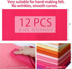 HaoFeiJH 12 Rolls 8"x20" 1.6mm Thick Soft Felt Fabric Sheets – 12 Assorted - Image 2