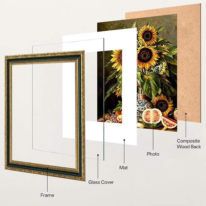 eletecpro 8x10 Vintage Picture Frame, Glass Cover, Horizontal or Vertical - Image 2