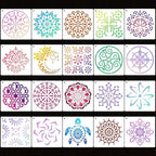 20 Pcs 4x4'' Mandala Stencils for Painting on Wood, Tile Fabric, Reusable - Image 3