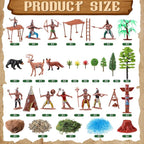 Teyva Daily 48 Pcs Native American Figurines Diorama Box Kit Native American - Image 3