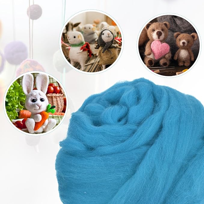 uxcell Needle Felting Wool, 8.5 Oz Nature Fibre Wool Yarn Roving - Image 4