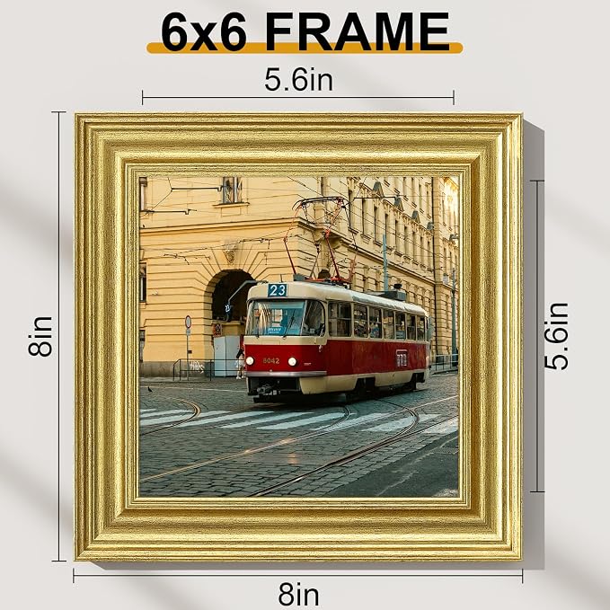 Vittanly 6x6 Picture Frames Set of 2, Ornate Vintage Photo Frame - Image 2