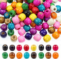 200Pcs Large Hole Wood Beads, BetterJonny Assorted Color Wooden Beads Hair by BetterJonny