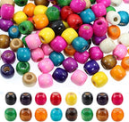 200Pcs Large Hole Wood Beads, BetterJonny Assorted Color Wooden Beads Hair by BetterJonny