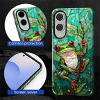 for Samsung Galaxy S25 Edge Case, Frog Stained Glass Pattern Glossy 2 in 1 - Image 6